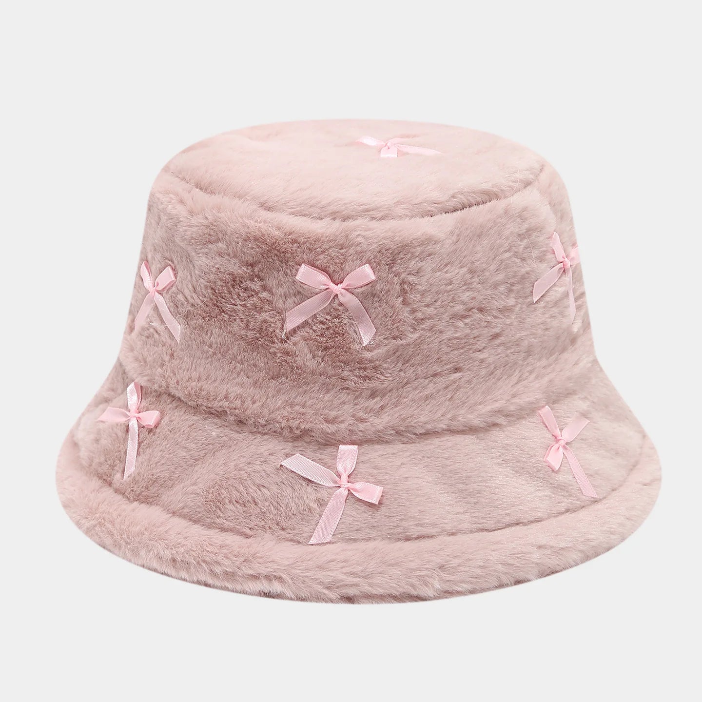 Literary Artistic Girlish Bow Plush Bucket Hat