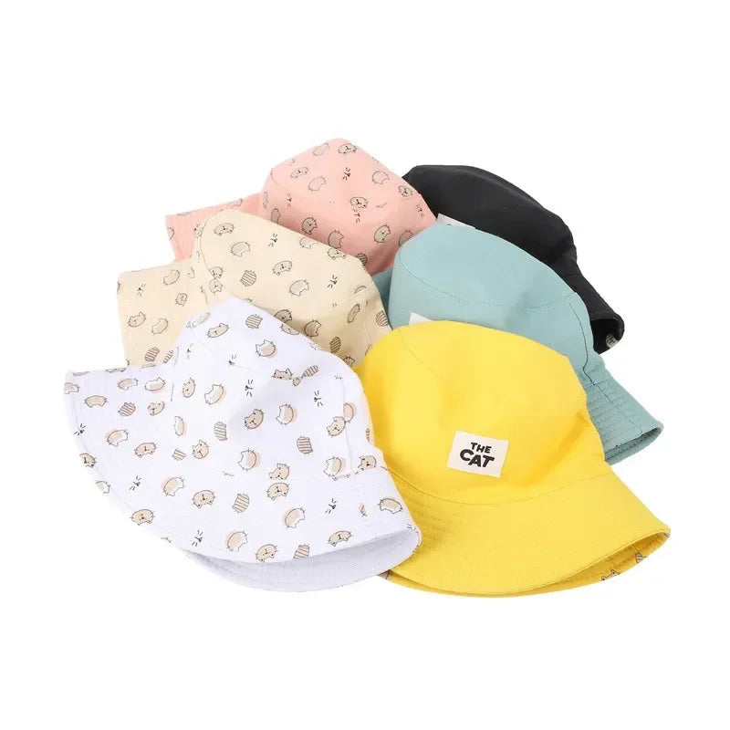 LDSLYJR Cartoon Cat Print Cotton Bucket Hat