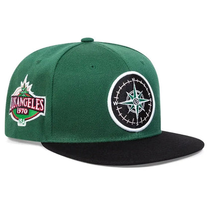 Compass Embroidery Unisex Street Snapback Cap
