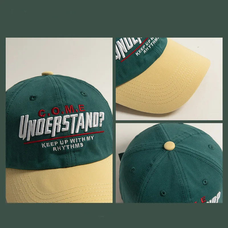 Cotton Letter Embroidery Patchwork Adjustable Baseball Cap