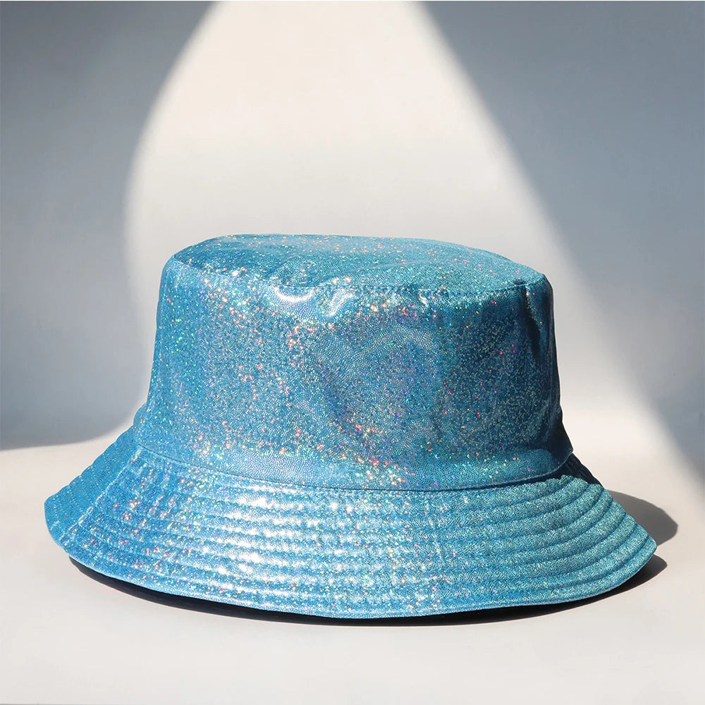Laser Color Reversible Leather Bucket Hat Men Women