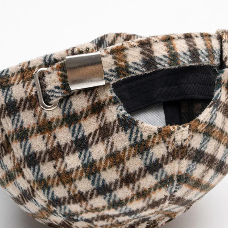 Elegant Plaid Fleece Warm Retro Snapback Cap