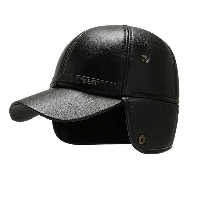 Soft Leather Warm Winter Baseball Hat