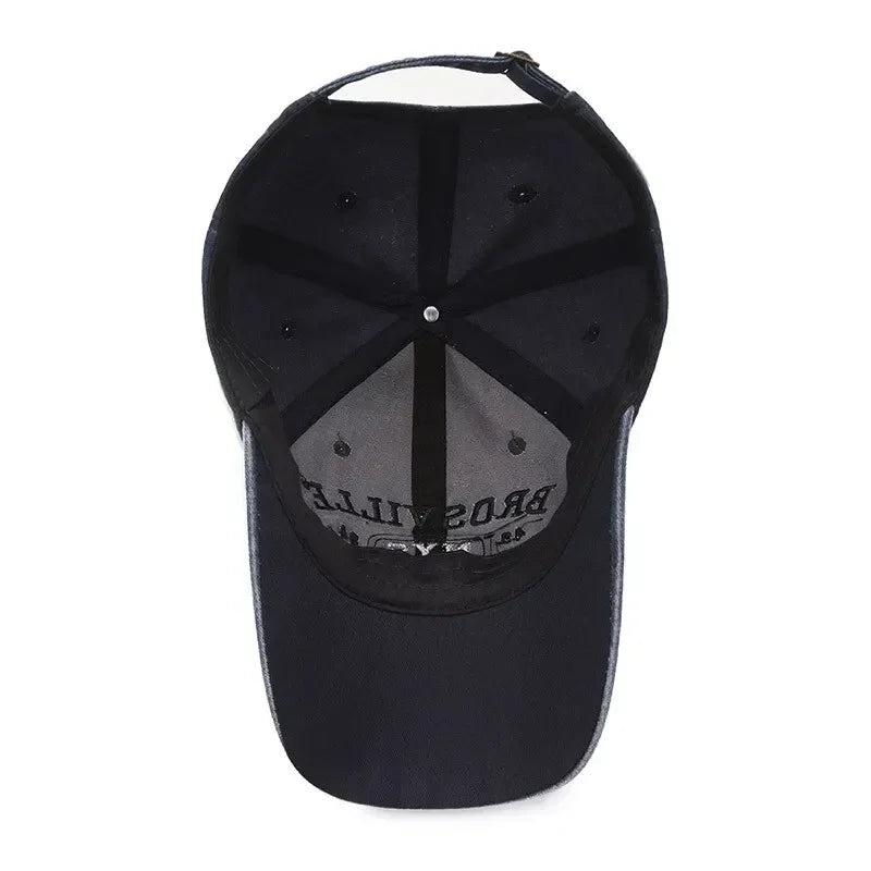 Distressed Cotton Letter Embroidered Baseball Cap