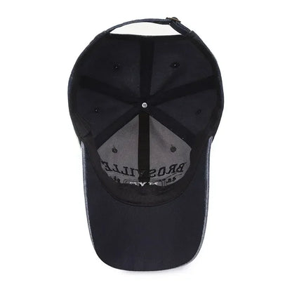 Distressed Cotton Letter Embroidered Baseball Cap