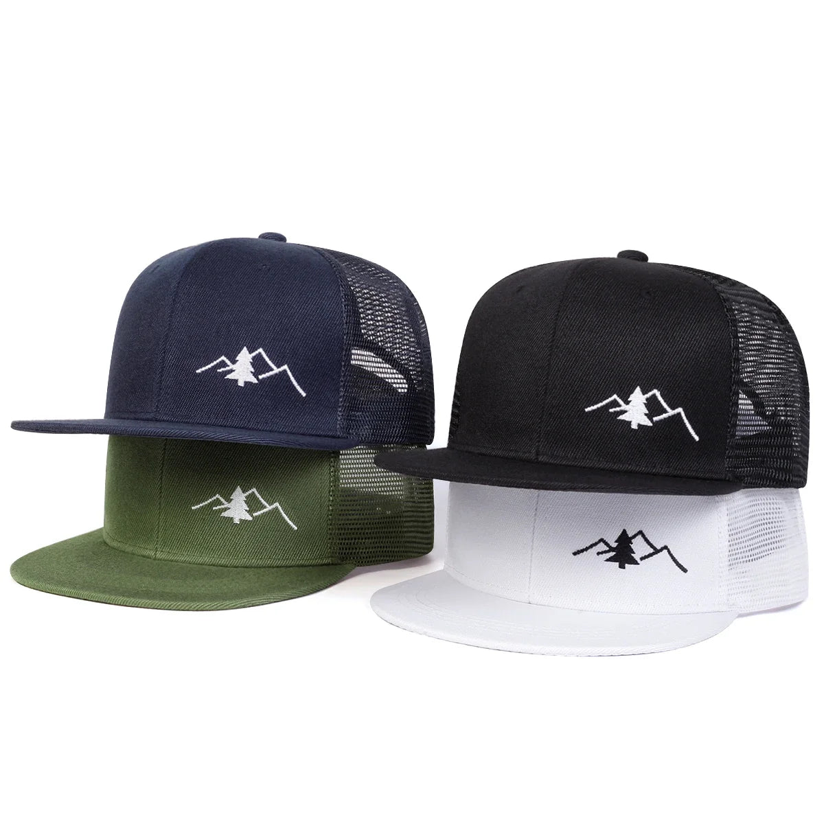 Unisex Mountain Tree Embroidery Hip-hop Net Hats