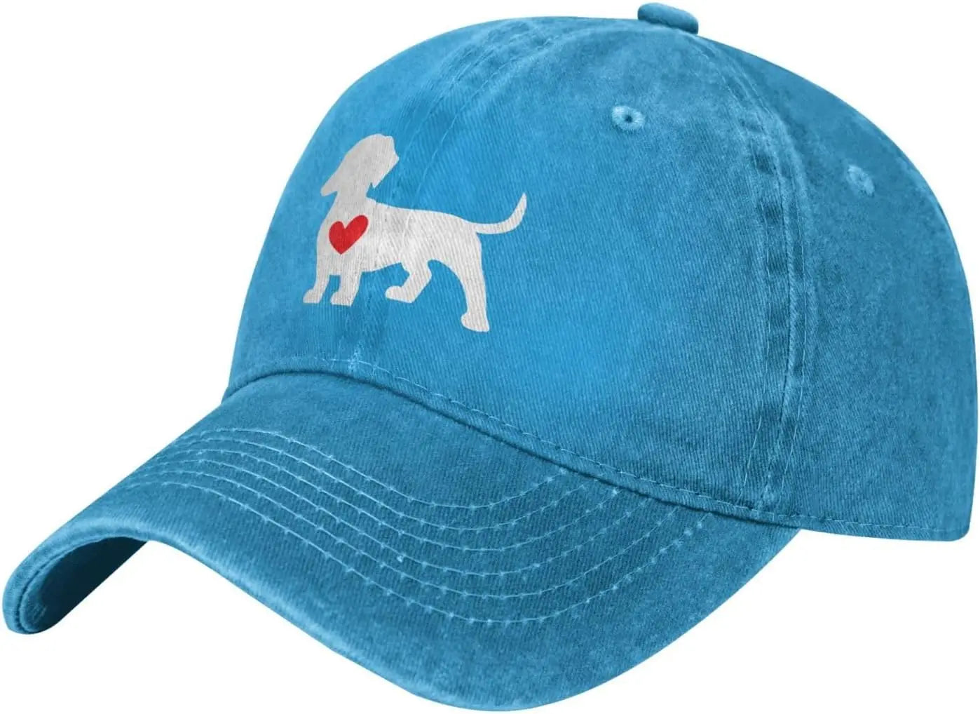 Dog Lover Heart Silhouette Cotton Baseball Cap