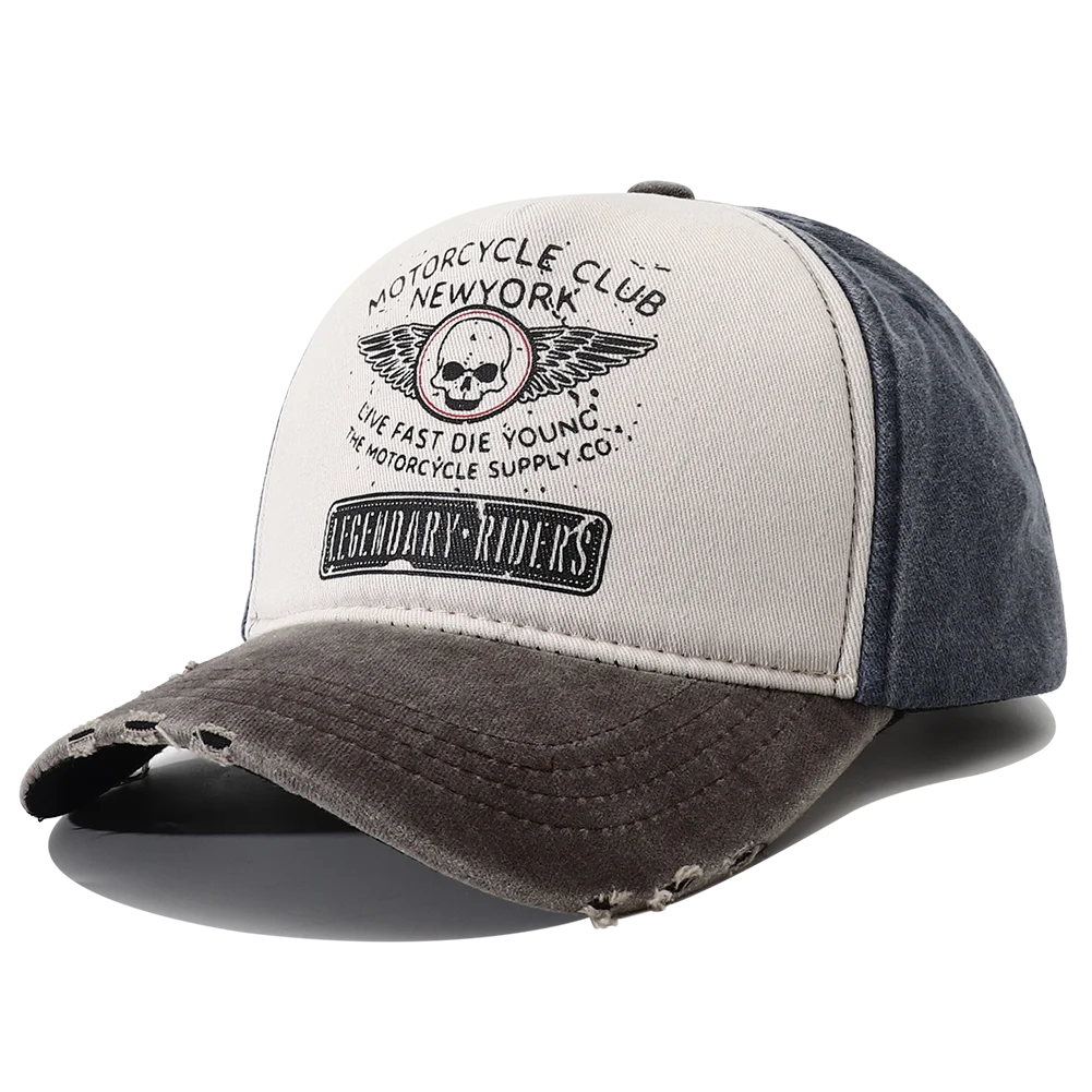 Punk Skull Motorcycle New York 5-Panel Baseball Cap