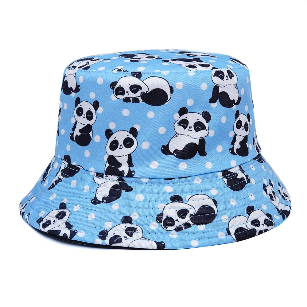 Kids Reversible Cartoon Panda Bucket Hat