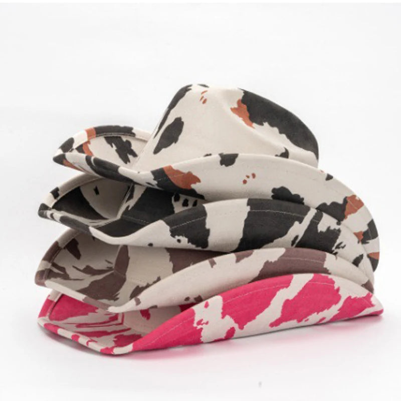 Cow Print Faux Suede Western Cowboy Hat