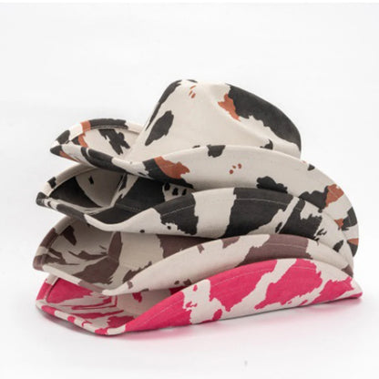 Cow Print Faux Suede Western Cowboy Hat