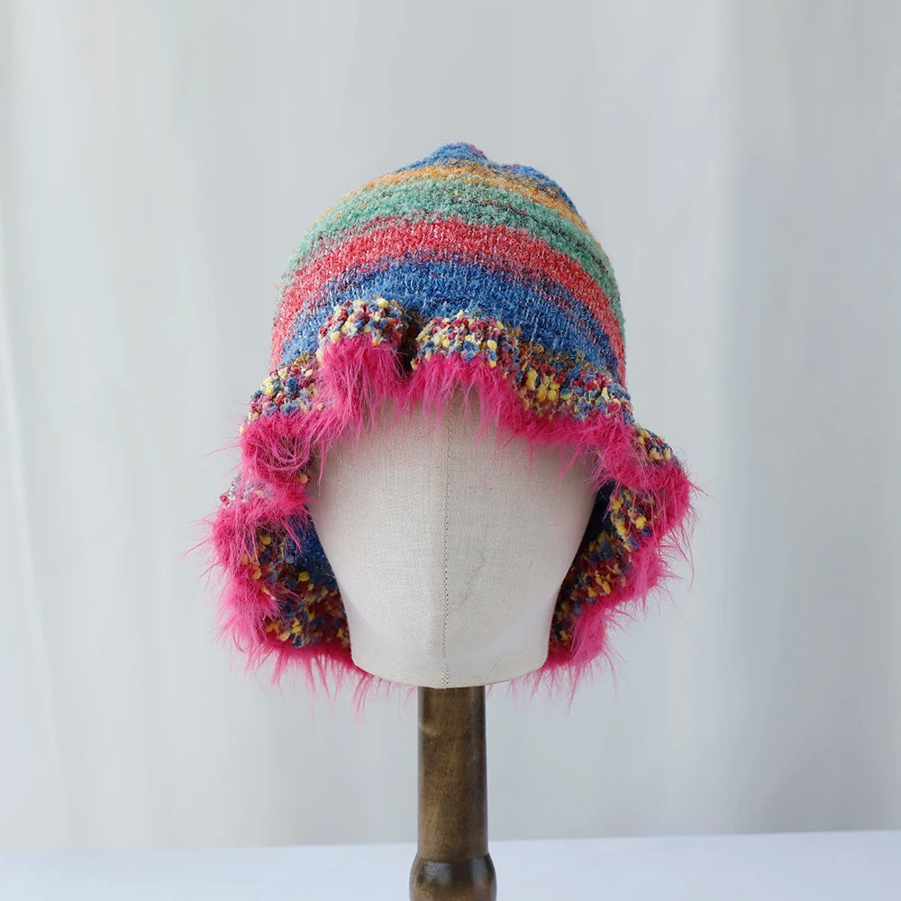 Red Crochet Fruit Knit Bucket Hat