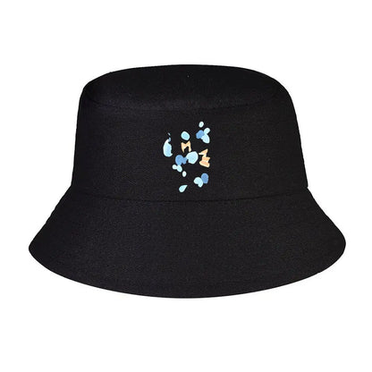 Soft Blue Orange Blob Abstract Pattern Bucket Hat