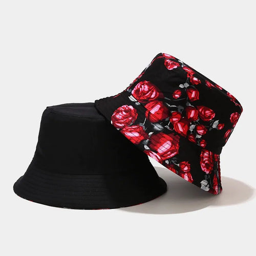 Roses Print Spring Cotton Bucket Hat