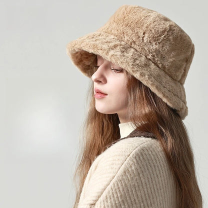 Winter Fuzzy Plush Ear Protection Bucket Hat
