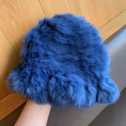 Rabbit Fur Windproof Winter Bucket Hat
