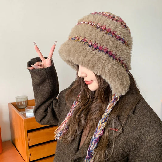 Women's Plush Warm Cozy Knit Bucket Hat