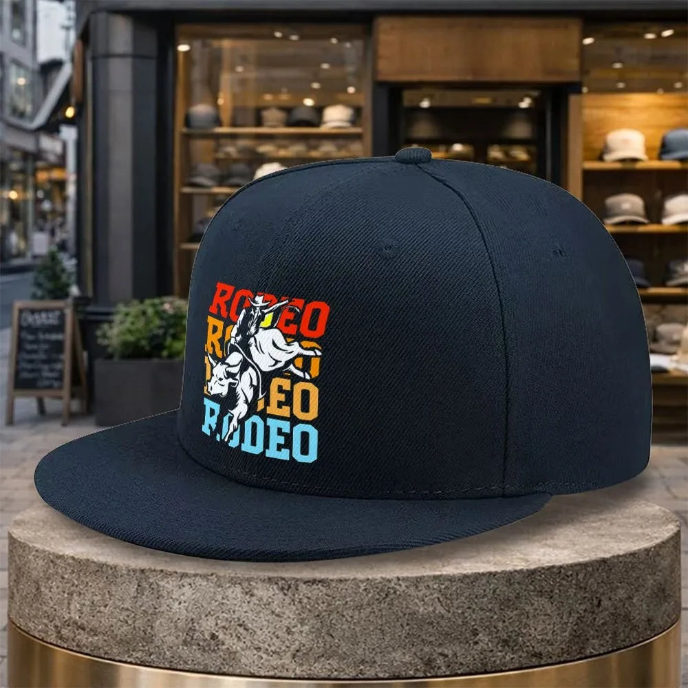 Rodeo Bull Riding Streetwear Flat Brim Snapback Cap