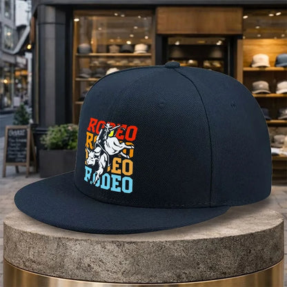 Rodeo Bull Riding Streetwear Flat Brim Snapback Cap