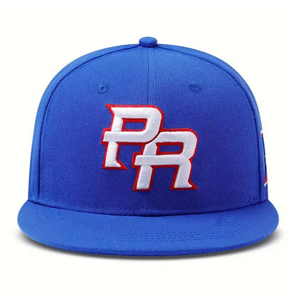 PR Side Flag Embroidered Flat Snapback Cap