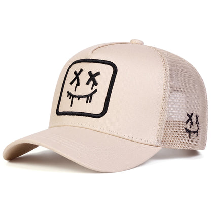 Unisex XX Smiling Face Embroidered Mesh Baseball Cap
