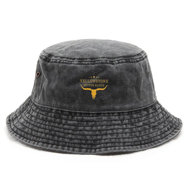 Yellowstone Vintage Washed Bull Skull Cowboy Style Bucket Hat