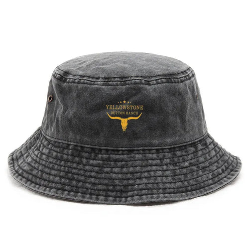 Yellowstone Vintage Washed Bull Skull Cowboy Style Bucket Hat