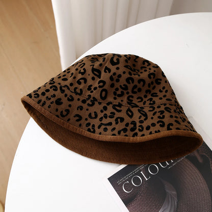Womens Leopard Print Winter Fisherman Hat