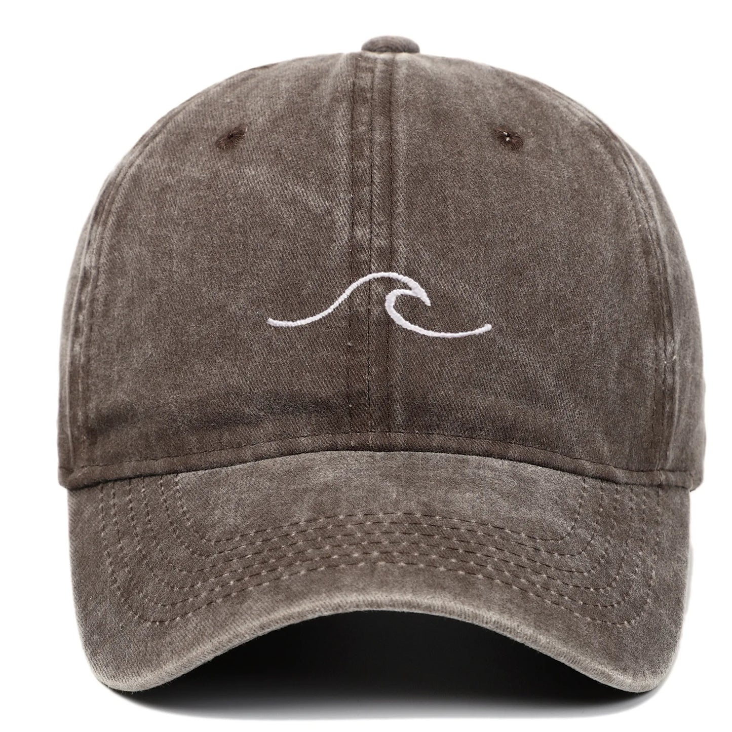 Wave Pattern Embroidered Retro Washed Baseball Cap