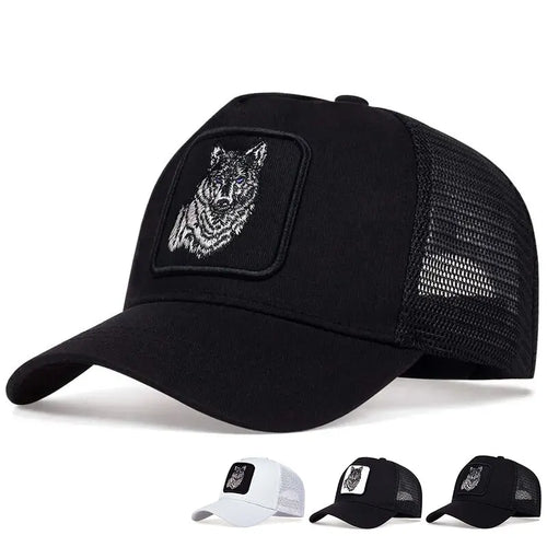 Unisex Wolf Embroidery Baseball Net Caps