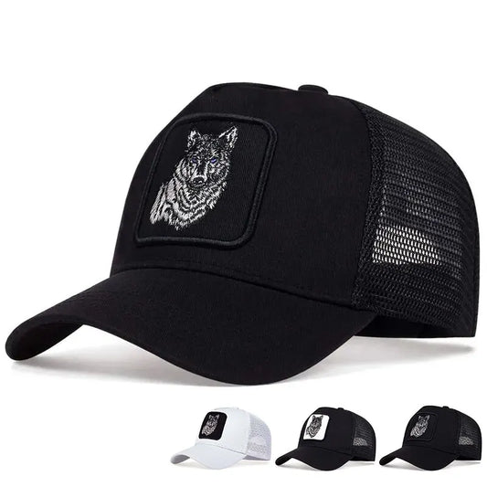 Unisex Wolf Embroidery Baseball Net Caps