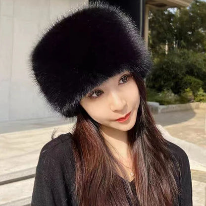 Mongolian Plush Winter Bucket Hat Women Ear Protection Warm Cap