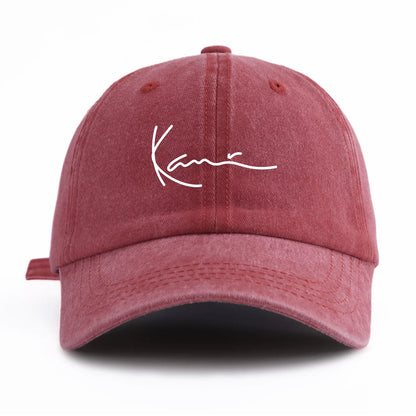 K Print Minimalist Retro Washed Baseball Cap