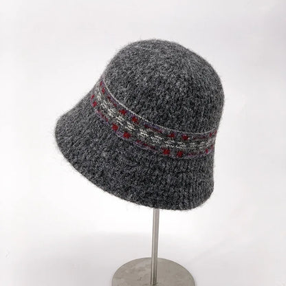 Fair Isle Knit Wool Bucket Hat