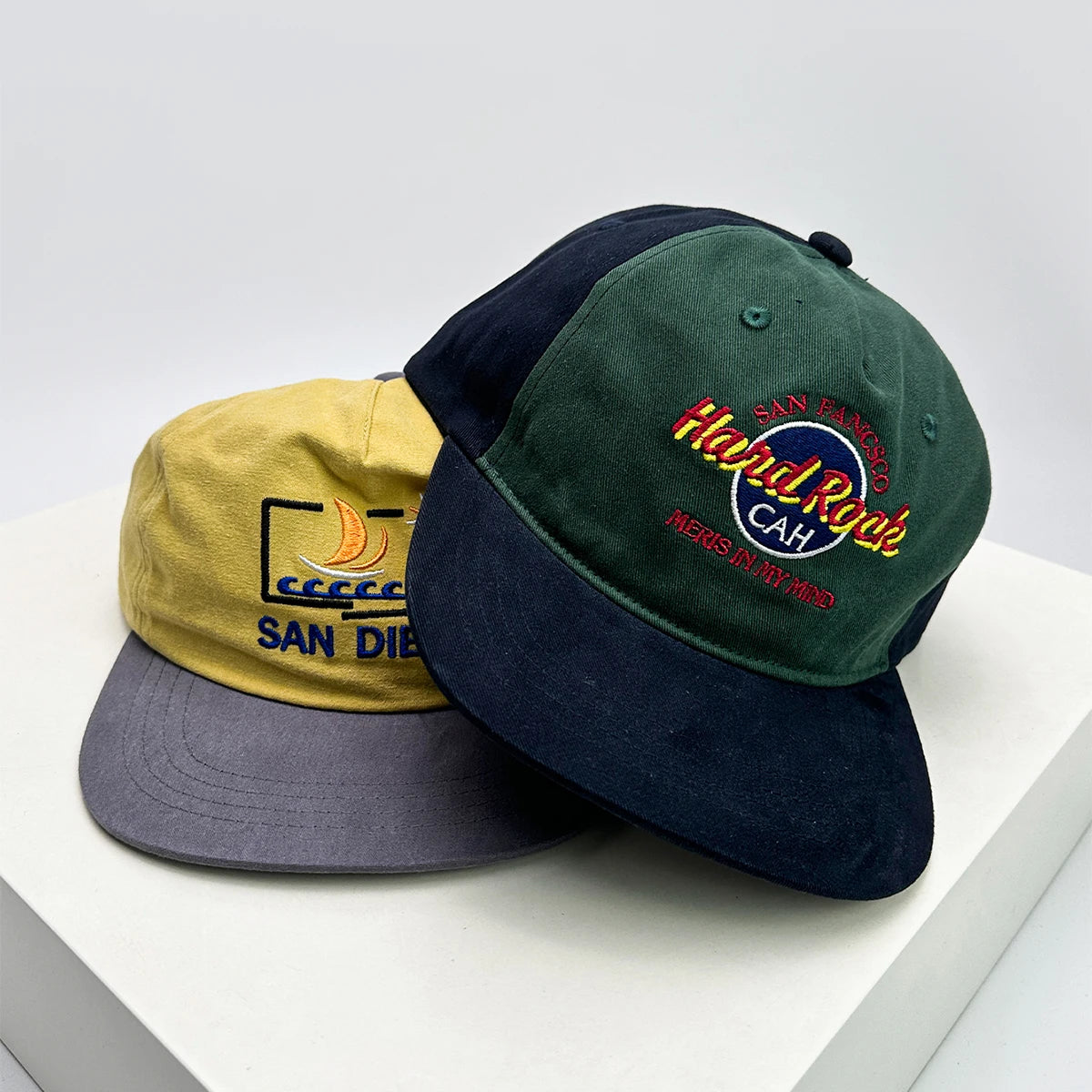 Retro Color Block Letter Embroidery Hip Hop Cap