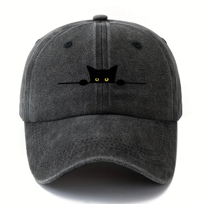 Retro Cartoon Cat Printed Adjustable Baseball Cap