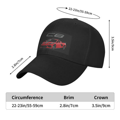 Red Chevy Corvette C8 Baseball Cap