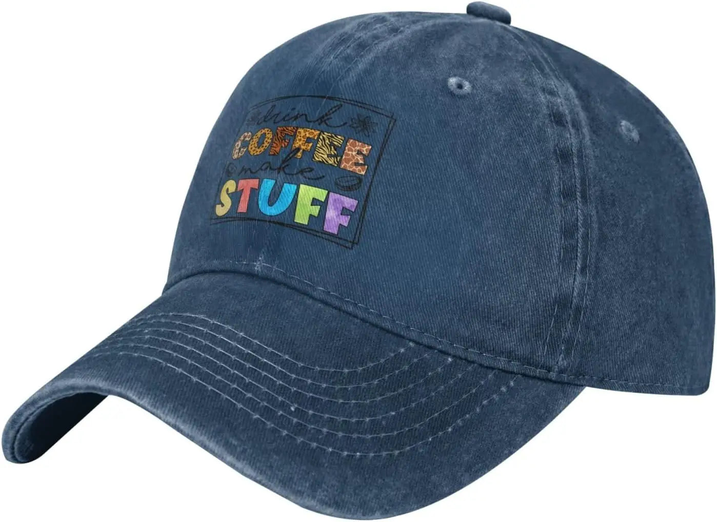 Drink Coffee Make Stuff Vintage Washed Denim Baseball Cap