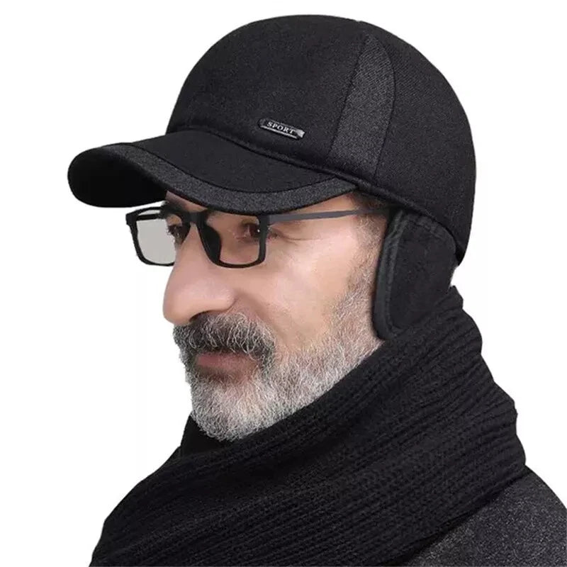 Waterproof Sports Baseball Cap Adjustable Lined Earflap Winter