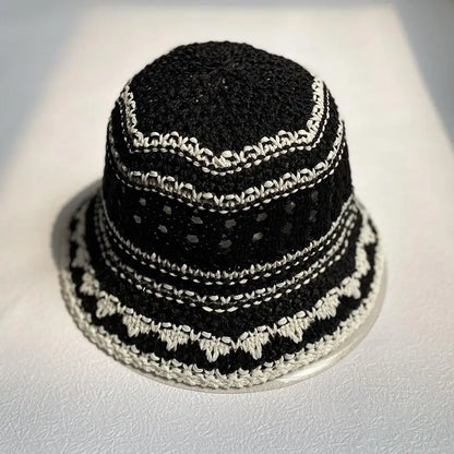 Korean Handmade Crochet Hollow Breathable Summer Bucket Hat
