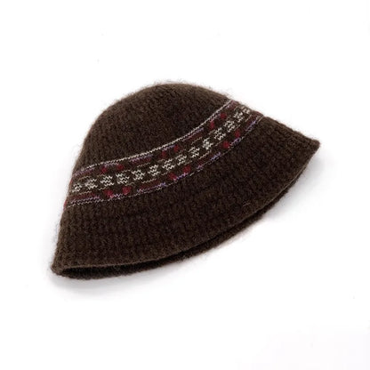 Fair Isle Knit Wool Bucket Hat