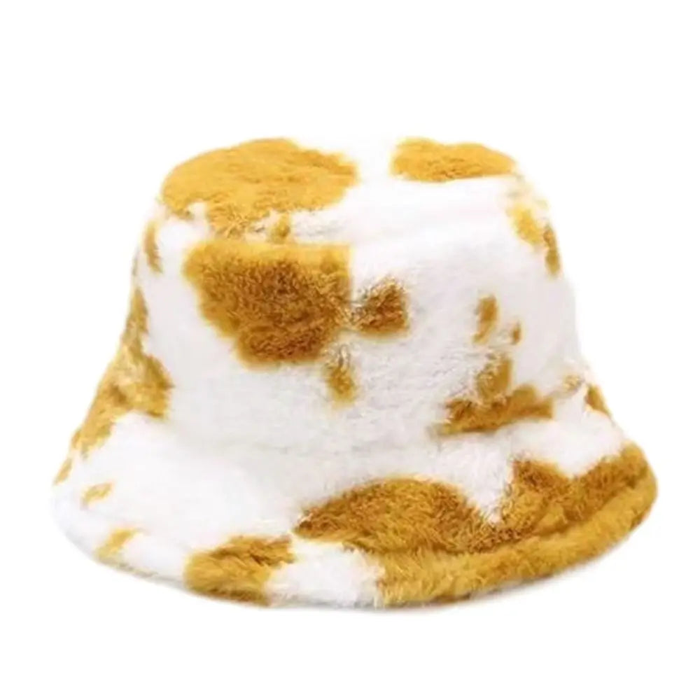 Faux Fur Cow Print Bucket Hat