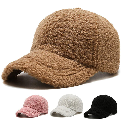 Autumn Winter Lamb Wool Plush Baseball Cap
