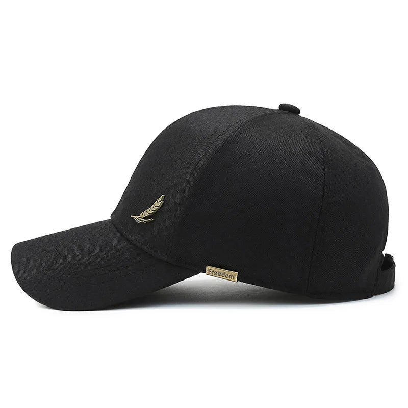 Breathable Wheat Ear Copper Label Baseball Cap