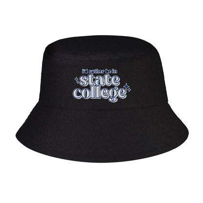 Id Rather Be In State College Retro Text Bucket Hat