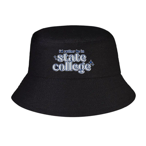 Id Rather Be In State College Retro Text Bucket Hat