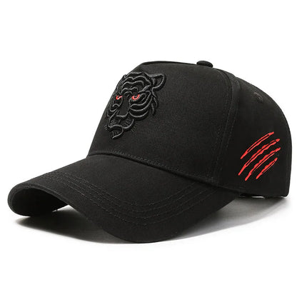 Black Tiger Embroidered Cotton Snapback Baseball Hat