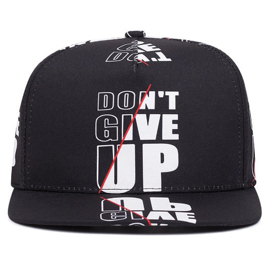 Unisex Dont Give Up Letter Flat Brim Cap