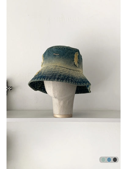 Retro Washed Ripped Denim Fisherman Hat