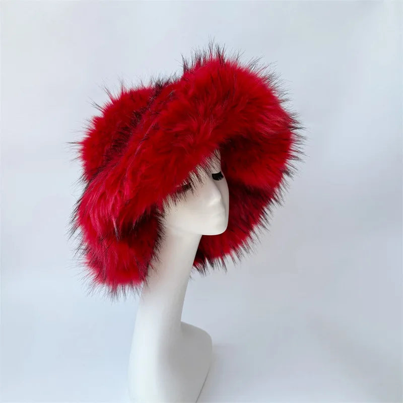 Oversized Fluffy Y2K Winter Bucket Hat
